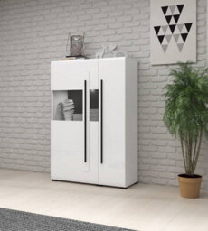Arte Tulsa Modern White Display Cabinet With Optional Lighting - W900mm X H1360mm X D390mm - thumbnail 3