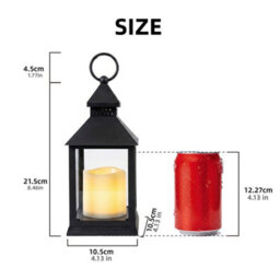"Bright Zeal 2 Pack Black Candle Lanterns 10.2""  Battery With Warm Led Timer, Indoor Table & Fireplace Decor" - thumbnail 3