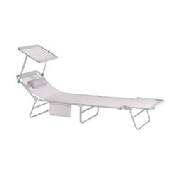 Sobuy Ogs48-Mix2, Set Of 2 Outdoor Garden Beach Folding Chair Sun Lounger With Adjustable Sun Shade And Backrest, Beige - thumbnail 2