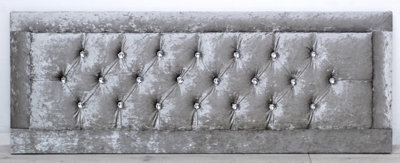 Comfy Deluxe 5Ft 20Inch  Silver Crush Velvet Miami With Crystal Buttons