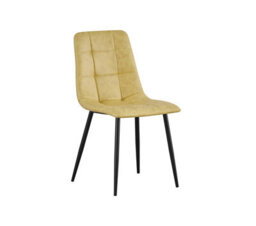 Mof Faux Suede Set Of 4 Dining Chairs With Sturdy Metal Legs Chairs With Backrest And Padded Seat Yellow Check - thumbnail 4