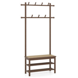 Bamboo Hall Tree Coat Rack With Bench & Shoe Storage - thumbnail 1