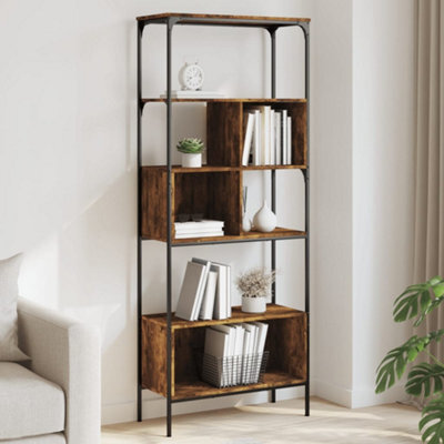 Berkfield Bookcase 5-Tier Smoked Oak 76X33X188.5 Cm Engineered Wood - image 1