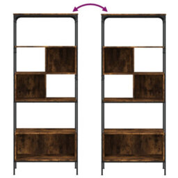 Berkfield Bookcase 5-Tier Smoked Oak 76X33X188.5 Cm Engineered Wood - thumbnail 8
