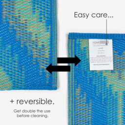 Homescapes Luxury Outdoor Rug Waterproof Reversible For Garden, 150 X 240 Cm, Green & Blue, 100% Recycled, Amber Ikat - thumbnail 6