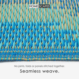 Homescapes Luxury Outdoor Rug Waterproof Reversible For Garden, 150 X 240 Cm, Green & Blue, 100% Recycled, Amber Ikat - thumbnail 4