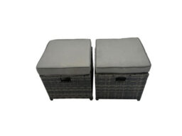 Fimous 6 Seater Wicker Pe Rattan Furniture Outdoor Dining Table Double Seat Sofa 2 Side Table 2 Small Stools Set Dark Grey Mixed - thumbnail 6