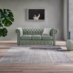 Chesterfield 3 Seater Malta Seaspray Blue Velvet Fabric Sofa In Classic Style - thumbnail 2
