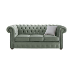 Chesterfield 3 Seater Malta Seaspray Blue Velvet Fabric Sofa In Classic Style - thumbnail 1