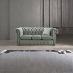 Chesterfield 3 Seater Malta Seaspray Blue Velvet Fabric Sofa In Classic Style - thumbnail 3