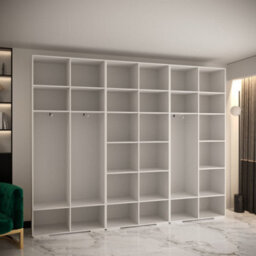 Arte Manhattan Iv Stylish Spacious White Hinged Door Wardrobe W3000mm H2370mm D470mm - 6 Doors, 30 Shelves - thumbnail 7