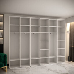 Arte Manhattan Iv Stylish Spacious White Hinged Door Wardrobe W3000mm H2370mm D470mm - 6 Doors, 30 Shelves - thumbnail 6