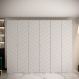 Arte Manhattan Iv Stylish Spacious White Hinged Door Wardrobe W3000mm H2370mm D470mm - 6 Doors, 30 Shelves - thumbnail 2