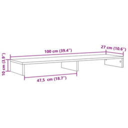 Walplus Monitor Stand White 100X27X10 Cm Engineered Wood - thumbnail 9