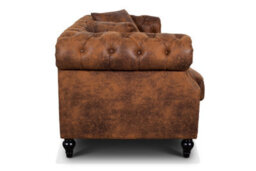 Faux Leather Suede Brown Richmond 2 Seater Chesterfield Sofa - thumbnail 5