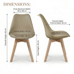 Evre Taupe Dining Chairs With Wooden Legs Pu Seat Mid Century Chairs Set Of 2 - thumbnail 2