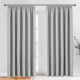 Bedlooms Blackout Curtains Thermal Insulated Pencil Pleat Light Grey Medium Window Curtain (Pair) 66 X 72 Inches With Tie Backs - thumbnail 1
