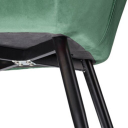Tectake Set Of 4 Dining Chair Marilyn - With Armrests, Padded, Velvet Look, Black Steel Legs  - Dark Green / Black - thumbnail 8