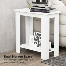 Gainoom 2-Tier End Table Modern Side Table With Storage Shelf Rectangular Sofa Table Bedside Table - thumbnail 7