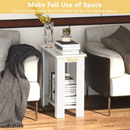 Gainoom 2-Tier End Table Modern Side Table With Storage Shelf Rectangular Sofa Table Bedside Table - thumbnail 6