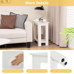 Gainoom 2-Tier End Table Modern Side Table With Storage Shelf Rectangular Sofa Table Bedside Table - thumbnail 9