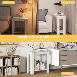Gainoom 2-Tier End Table Modern Side Table With Storage Shelf Rectangular Sofa Table Bedside Table - thumbnail 8