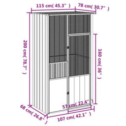 Vidaxl Bird Cage Grey 115X78X200 Cm Galvanised Steel - thumbnail 8