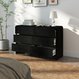 Melody Maison Black 6 Drawer Chest Of Drawers - Meridian Black Range - thumbnail 5