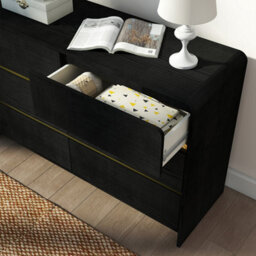 Melody Maison Black 6 Drawer Chest Of Drawers - Meridian Black Range - thumbnail 4