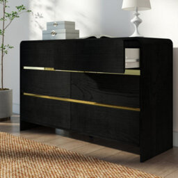 Melody Maison Black 6 Drawer Chest Of Drawers - Meridian Black Range - thumbnail 3