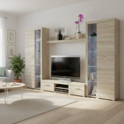 Rumba Xl Living Room Wall Unit Sonoma Oak With Led Lighting - thumbnail 1