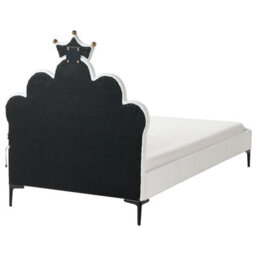 Beliani Kids Bed Crown Velvet Rubian 90 X 200 Cm (Eu Single) With Led Lights White - thumbnail 6