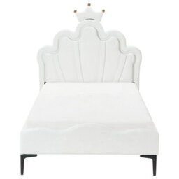Beliani Kids Bed Crown Velvet Rubian 90 X 200 Cm (Eu Single) With Led Lights White - thumbnail 5