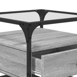 Berkfield Coffee Table With Glass Top Grey Sonoma 50X50X45 Cm Steel - thumbnail 8
