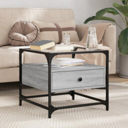 Berkfield Coffee Table With Glass Top Grey Sonoma 50X50X45 Cm Steel - thumbnail 1