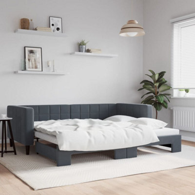 Berkfield Daybed With Trundle Dark Grey 90X190 Cm Velvet - image 1