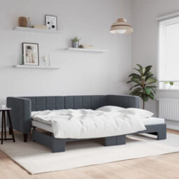 Berkfield Daybed With Trundle Dark Grey 90X190 Cm Velvet - thumbnail 1