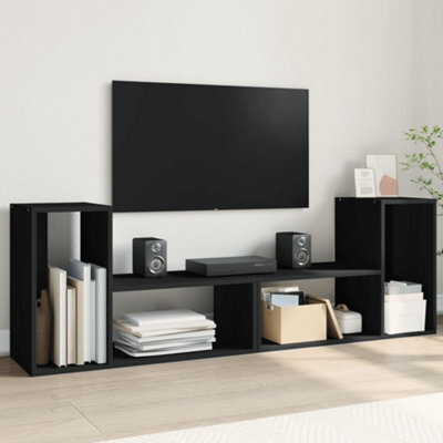 Walplus Tv Cabinets 2 Pcs Black 75X30X50 Cm Engineered Wood - image 1