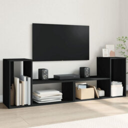 Walplus Tv Cabinets 2 Pcs Black 75X30X50 Cm Engineered Wood - thumbnail 1