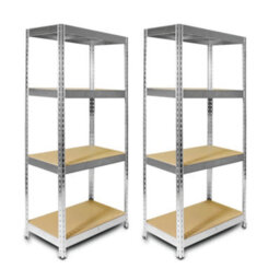 Rb Boss Garage Shelving Units Fastlok 4 Shelf Mdf Galvanised Steel (H)1600mm (W)750mm (D)350mm, Pack Of 2 - thumbnail 1