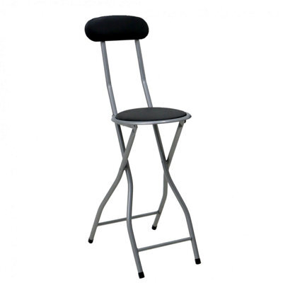 Oypla Black Padded Folding High Chair Breakfast Kitchen Bar Stool Seat - image 1