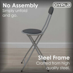 Oypla Black Padded Folding High Chair Breakfast Kitchen Bar Stool Seat - thumbnail 5