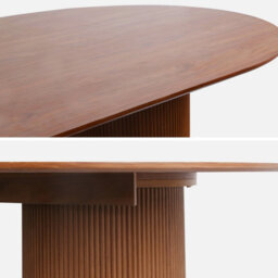 Sweeek - Oblong Dining Table Carved Wood Effect Seats 4-6 Walnut Colour 180Cm - thumbnail 2