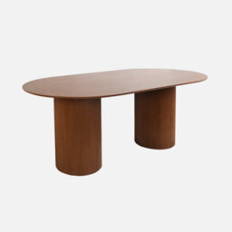 Sweeek - Oblong Dining Table Carved Wood Effect Seats 4-6 Walnut Colour 180Cm