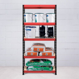 Rb Boss Garage Shelving Units Fastlok 5 Shelf Mdf Red & Black Powder Coated Steel (H)1800mm (W)900mm (D)450mm - thumbnail 5