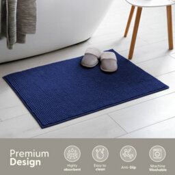 Keplin Non-Slip Microfibre Bath & Toilet Mat 40Cm X 60Cm, Navy - thumbnail 3