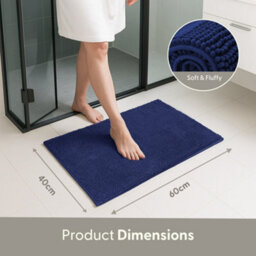 Keplin Non-Slip Microfibre Bath & Toilet Mat 40Cm X 60Cm, Navy - thumbnail 2