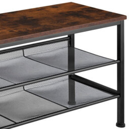 Tectake Shoe Rack Derry - Surface Shelf And 2 Grid Shelves, Industrial Style -  - Industrial Wood Dark, Rustic - thumbnail 9