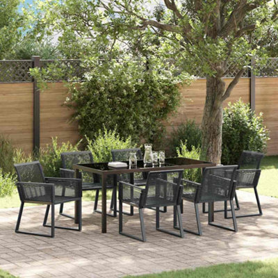 Berkfield Garden Dining Set 7 Pcs Black Poly Rattan - image 1