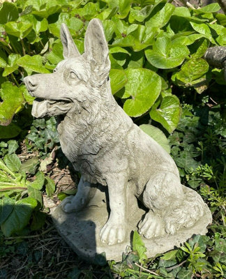 Burgess Sitting Alsatian Stone Statue Outdoor Garden British Made Dog Ornament - image 1